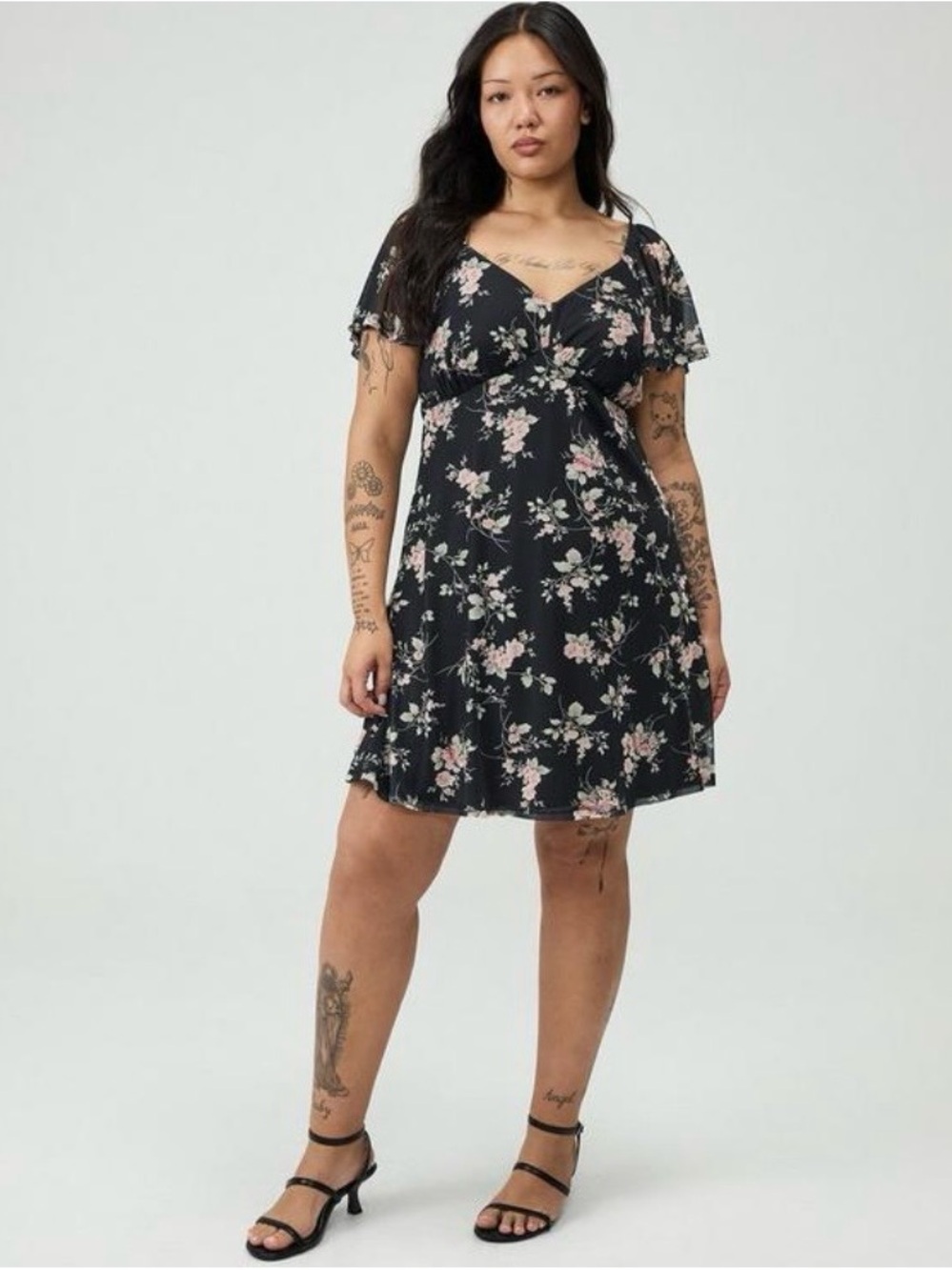Torrid Flutter Sleeve Mesh Mini Dress - Size 0X - NWT! - Picture 5 of 6